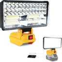 Cordless LED Work Light for Dewalt 20V Battery, 8" Portable LED Flood Light Flashlight, 2 Modes Brightness, 90W 9000LM, Low Voltage Protection, USB Charging Ports, for Work Camping Outdoor(No Battery)