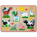 Melissa & Doug Farm Animals Sound Puzzle - Wooden Peg Puzzle with Sound Effects (8 pcs), 2 Packs