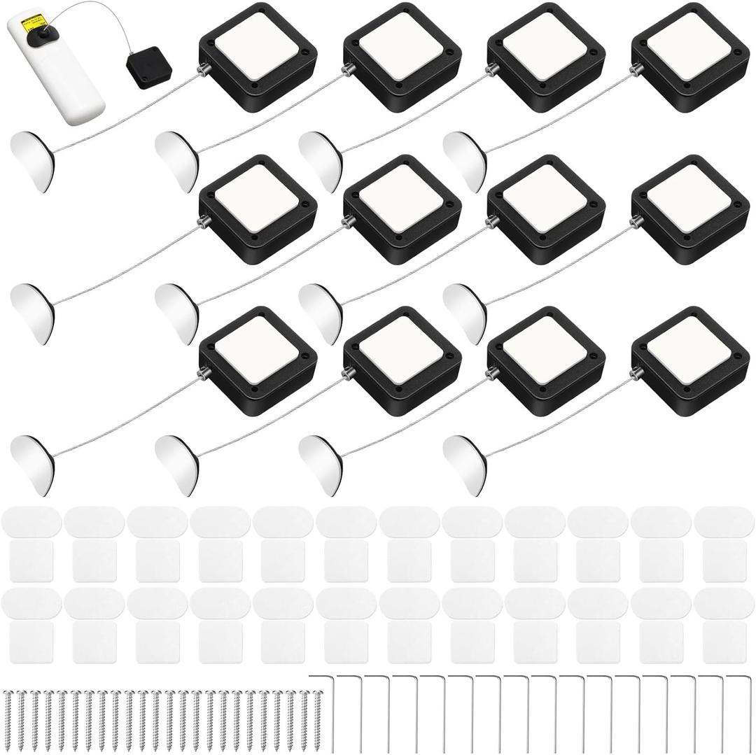 Mimorou 6 Pcs 6.5 ft Retractable Security Cable Lock with Double Sided Adhesive and Screws TV Remote Control Tether Cord Leash Anti Lost Rope Security Lanyard Lock for TV Tablets Showroom