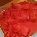 dressfan Wide Brim Fascinator Derby Hats for Women,20s Detachable Flower Hat with Headband for Derby Church Wedding Tea Party (Red)