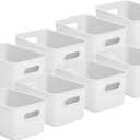Superio Decorative Plastic Open Home Storage Bins Organizer Baskets, Medium, White (Pack of 8) Container Boxes for Organizing Closet Shelves Drawer Shelf, 5 Liter
