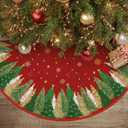 AVOIN colorlife Christmas Star Snowflake Red Christmas Tree Skirt 36 Inch, Fir Pine Spruce Winter Holiday Tree Mat Decoration