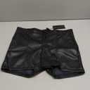 Womens Casual Faux Leather Shorts (Large, Pocket-black)