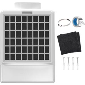 Cyndi's Store 3 in 1 Indoor Dryer Vent Kit - Dryer Vent Screen Filter Bucket Box for Electric Dryer Inside Use, with 4 Pieces Filters - White