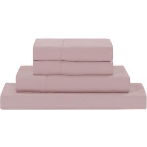 Modern Threads Soft Microfiber Solid Sheets - Luxurious Microfiber Bed Sheets - Includes Flat Sheet, Fitted Sheet with Deep Pockets, & Pillowcases Cameo Rose Queen