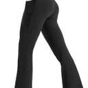 SEAJOJO Women's High Waist Flare Yoga Pants Tummy Control Casual Bootcut Leggings with Side Pockets M