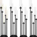 Tessco 5 Arm Candelabra Centerpieces for Tables 42.5'' Tall Floor Candle Holder Metal Candlestick Stand with Acrylic Lampshade for Wedding Holiday Birthday Christmas Party Decor (Black,4 Set)