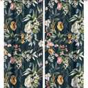 SHElifestyle Black Floral Boho Curtains, Vintage Retro Wildflower Window Treatments for Living Room Watercolor Colorful Leaves England Gardern Window Drapes for Woman Bedroom Kitchen 42x45in