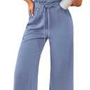 PRETTYGARDEN One Piece Jumpsuits for Women Dressy Summer Business Casual Outifts Sleeveless Mock Neck Wide Leg Rompers(Haze Blue,XX-Large) 