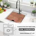 IKEBANA 15x15 Inch Bar Sink Drop in, Brushed Nickel Topmount Small Kitchen Sink, Single Bowl Handmade16 Guage T-304 Stainless Steel Workstation Kitchen Sinks, Outdoor RV Prep Wet Bar Sinks