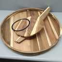 lukar 23.6'' Round Swivel Charcuterie Board, Acacia Wood 360° Rotating Tray