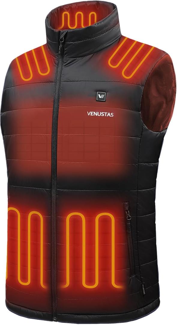 Venustas Men's Heated Vest with Battery, Lightweight Quilted Vest for Men (Large, Black)
