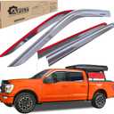 Matte Chrome Rain Guards Window Visors for 2015-2024 Ford F-150 SuperCrew & 2017-2024 Raptor/F250-F550 Super Duty SuperCrew Wind Deflector Car Accessories Outside-Mount 4pcs with Thicker
