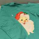 Christmas Sweatshirts for Women Retro Santa Claus Graphic Long Sleeve Shirt Xmas Pullover Tops (Cyan) XL