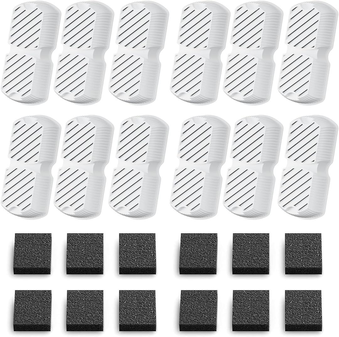 Pet Water Fountain Filters: 24 Dog Water Fountain Filters Replacement - Dog Fountain Filters - Including 12 Filters + 12 Sponges - Suitable for GROOKPET Pet Water Fountain