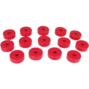Prothane 1-101 Red Body Mount Bushing Kit for CJ5, CJ7, CJ8, YJ and TJ - 14 Piece