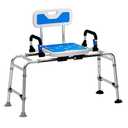 Sliding Shower Chair Tub Transfer Bench with Swivel Seat, Shower Bench for Elderly and Disabled, with Security Belt, 360 Rotation, Slides and Rotates, Adjustable