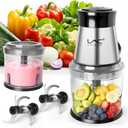 Mini Small Food Processor 4 Cup,Meat Grinder with 2 Bowls,Electric Food Chopper,Powerful Motor 2 Speed & 4 Blades for Baby Food,Meat,Onion,Vegetables,Fruits
