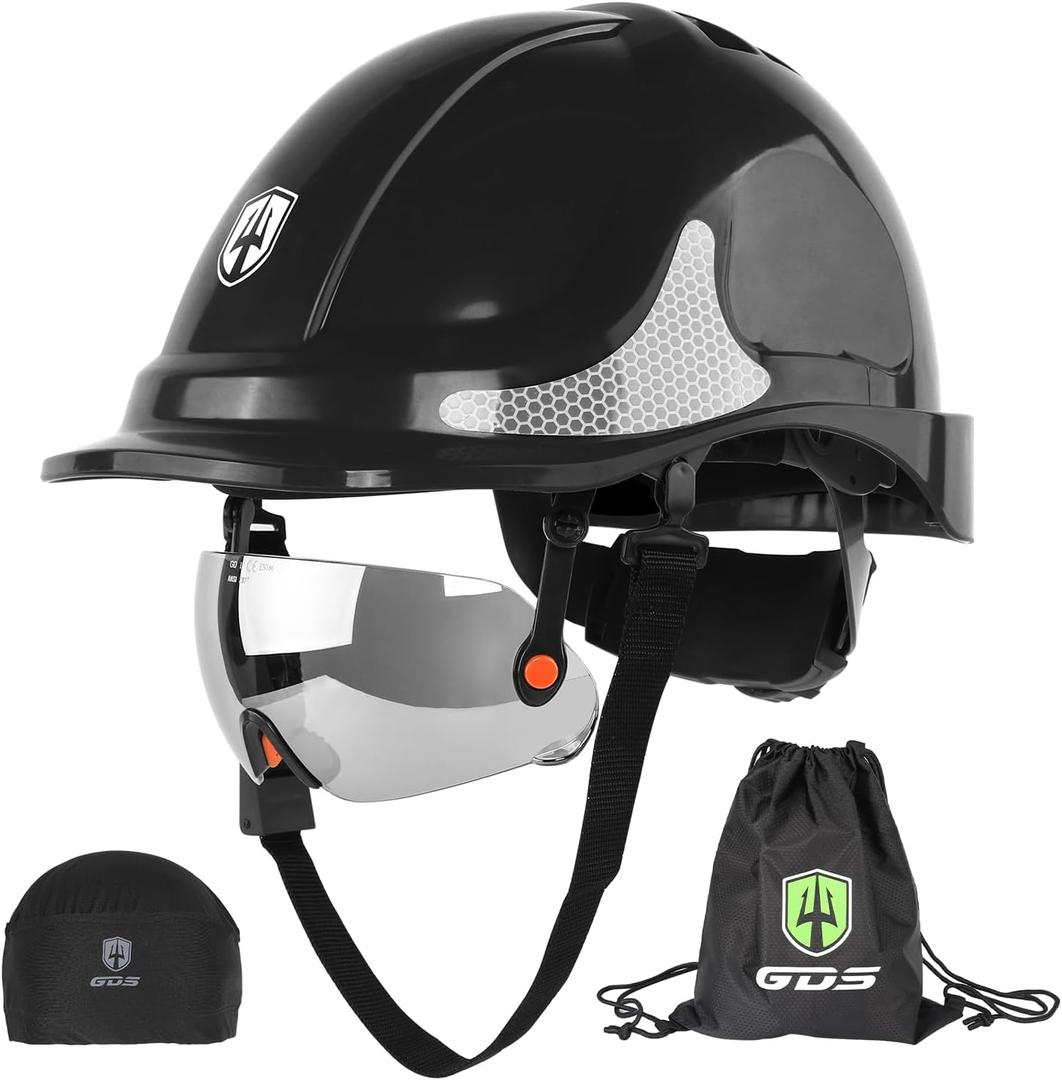 GREEN DEVIL 2910VR Cap-Style Hard Hat Vented ABS Safety Helmet with Built in Visor Lightweight Adjustable Construction Hard Hats for Men and Women 6 Pt.Suspension Work Hardhat