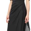 Alex Evenings Women's Wedding Guest Dress with V-Neck Stretch Sequin Bodice and Empire Waist (Petite and Regular Sizes) (Black, M)