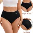 INNERSY Women's Underwear Cotton Soft Underwear High Waisted Breathable Briefs 5 Pack (Black, M)