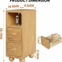 Narrow Nightstand - 100% Solid Wood Night Stand with 2 Drawers, Natural Modern Tall Bedside Table for Small Spaces, Bedroom (Fully Assembled), 9.7x15x25.8 Inch