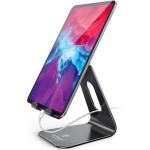 Lamicall Tablet Stand, Tablet Holder for Desk - Multi-Angle Adjustable Tablet Desktop Dock Cradle, Compatible with iPad Pro 11, 12.9, Air, Mini, Fire HD, Galaxy Tab, and Other 4-13" Tablets, Black