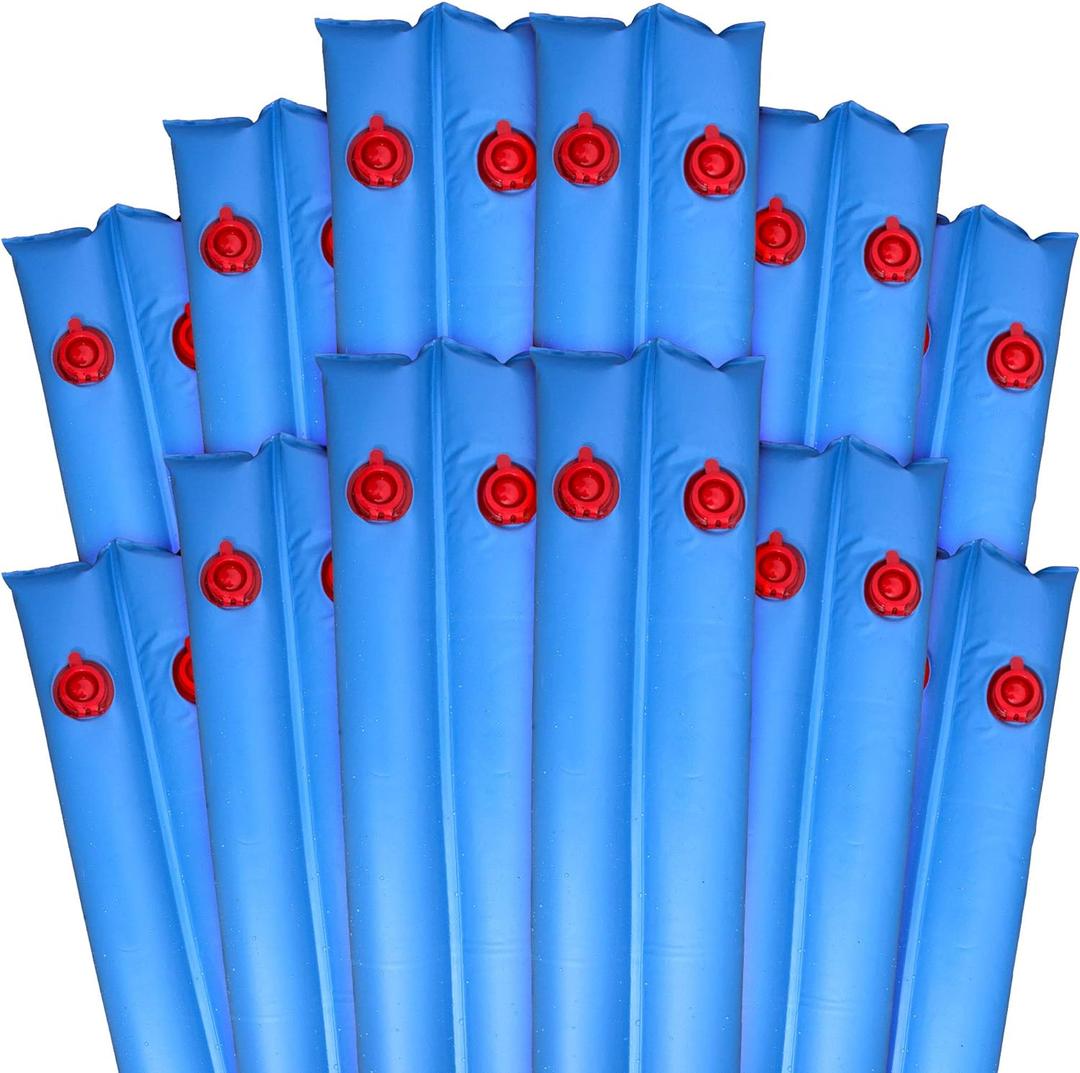 Robelle 8 ft. 12-Pack Extra Heavy Duty Blue Double Chamber Pool Cover Weights, .42 MM Thick Vinyl, Pool Water Bags, Water Tubes