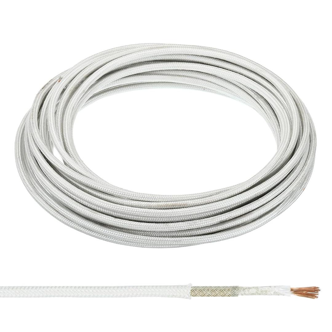 PATIKIL 9.8Ft 11AWG High Temperature Wire, -60-350 Degrees Celsius Mica Glass Fiber Electronic Wire Insulated Heat Resistant Electronical Flexible Cable for Lamp Boiler Heater, White