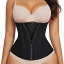 SHAPERX Waist Trainer for Women Underbust Corset Shapewear Tummy Control Workout Waist Cincher Body Shaper Zipper and Hooks, SZ7310-Black-M