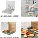 5PCS Double Sided 10 Patterns Photography Backdrop Boards, 16x16 Inch Waterproof Background Surface with 4 Brackets, Cement Marble Wood Brick Texture Backdrop for Food Jewelry Shooting