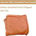 Faux Leather Pouf Cover,Unstuffed Pouf Ottoman Square,17.7x17.7x17.7 Mid-Century Moroccan Large Floor Storage Foot Rest Bean Bag for Living Room Bedroom,Brown