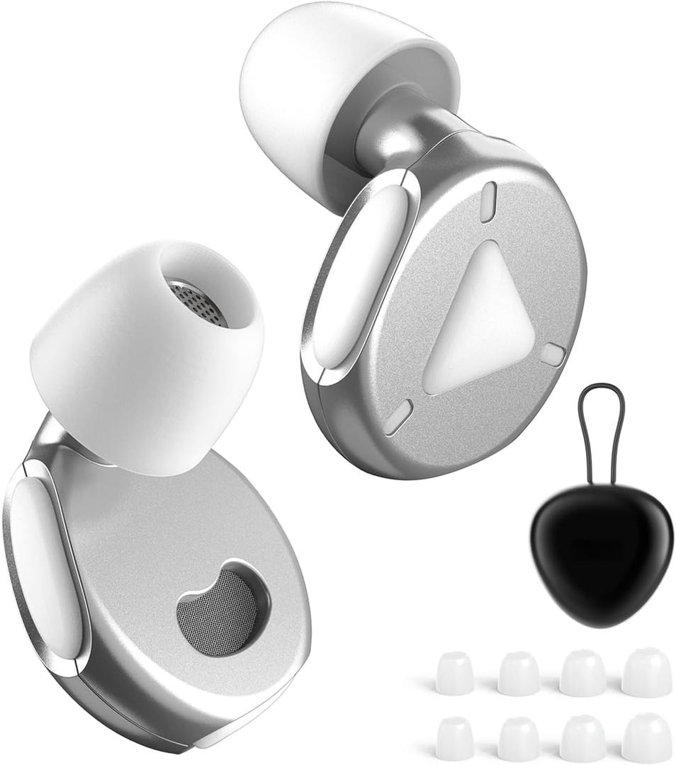 Noise Cancelling Ear Plugs, Fismool Concert earplugs with 36dB Noise Reduction and 8 Silicone Soft Ear Heads, Reusable Hearing Protection for Sleep, Work, Focus, Travel, White