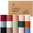 Vitalizart Chiffon Silk Ribbon 1 1/2 Inch x 75 Yd Handmade Frayed Edge Assorted Ribbons for Gift Wrapping Bridal Bouquets Baby Shower Wedding Invitations