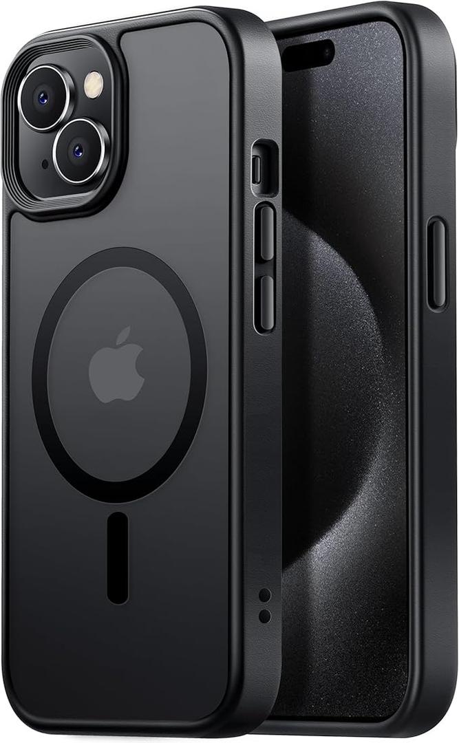 Compatible with iPhone 15 case [Fits MagSafe][10FT Drop Resistant] Clear Shockproof Slim Fit iPhone 15 Phone Cases, Clear Black