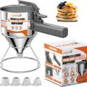 40oz Pancake Batter Dispenser, Stainless Steel Cake Dispenser with Stand, Great for Pancakes, Cupcake, Waffle or Any Baked Goods, Durable, Leak-Free, Space Gray