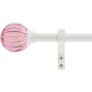 Decopolitan 5/8" Fluted Ball Curtain Rod Set, 26 to 48 Inches, Pink