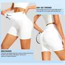 DHSO High Waisted Biker Shorts for Women-5" Tummy Control Fitness Athletic Workout Running Yoga Gym Shorts, White L-XL