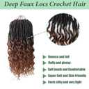 Deep Faux Locs Crochet Hair 12 Inch 8 Packs Goddess Locs Crochet Hair Pre Looped Curly Crochet Hair for Black Women Soft Locs Crochet Braids with Curly Ends (Black mixed Dark Brown)