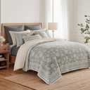 Levtex Home Adare Taupe Reversible King/Cal King Quilt Set (106x92in) and 2 Pillow Shams (36x20in) - Floral Bedding - Taupe White - Cotton King Size Quilt Bedding Set - Lightweight, Soft, Pre-Washed