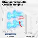 16 Pcs Outdoor Curtain Weights,8 Pairs Double Upgrade to Heavier Magnetic Drapery Weights 2.4LB Silicone Wrapped Waterproof Curtain Magnets Keep Fabric Stay in Place in Winds,White