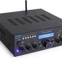 Pyle Wireless Bluetooth Power Amplifier System- 200W Dual Channel Sound Audio Stereo Receiver w/USB, SD, AUX, MIC w/Echo, Radio, LCD - Home Theater Entertainment via RCA, Studio Use, Black - PDA6BU.6