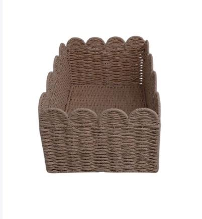 Basket Home Storage Bin Decorative Sundries Organizer Imitation Rattan Basket for Bedroom Home Food Clothes, 14*10*7In