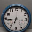 16 Inch Blue Outdoor Waterproof Wall Clock with Temperature & Humidity