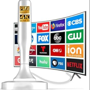 HIDB TV Antenna for Smart TV Indoor, Digital Indoor HD Antennas with Strong Magnetic Base, Easy Installation, Long Range Reception for Local Channels, Whit