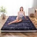 MAXYOYO Black Moon and Star Futon Mattress, Japanese Floor Mattress Quilted Mattress Topper, Extra Thick Folding Sleeping Pad Breathable Floor Lounger Guest Couch for Camping, Twin
