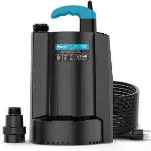 1/3 HP Automatic Submersible Water Pump, 2250GPH Sump Pump Portable Electric Utility Pump Removal for Pool Draining Basement Hot Tubs Garden Pool Cover Pond with 20ft Power Cord