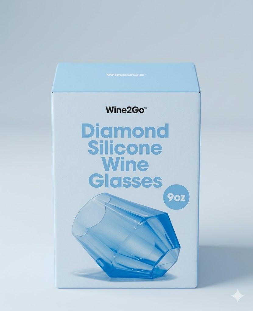 Wine2Go Diamond Silicone Wine Glasses 9oz