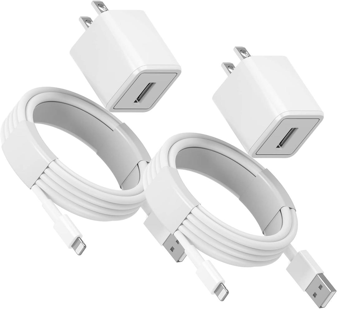 Cube for iPhone Charger, 2 Set 3FT USB to Lightning Cable with USB Wall Charger Block Adapter Fast Charging High Speed Data Sync Cord Compatible with iPhone 14/13/12/11/XS/XR/X/8/7/5/SE2022/iPad