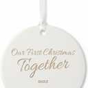 Our First Christmas Together - 2025 Christmas Ornament Couple Newlywed Wedding Marrid Keepsake Gift, Ceramic Engraved Ornaments Xmas Tree Decoration (C1)